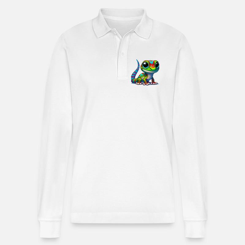 Gecko - Stanley/Stella Unisex Bio-Langarm-Poloshirt Prepster - Weiß