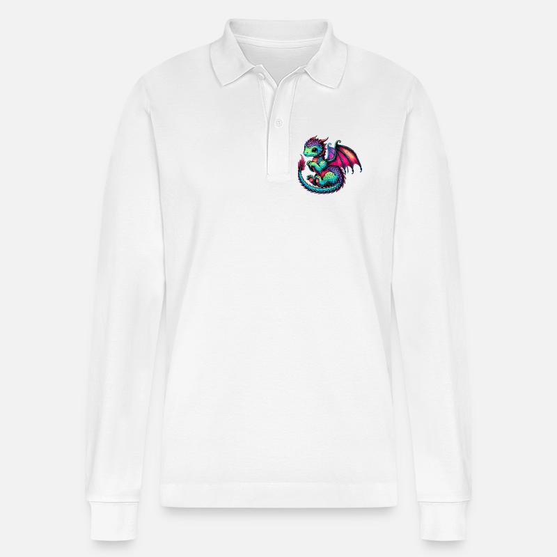 Drache - Stanley/Stella Unisex Bio-Langarm-Poloshirt Prepster - Weiß