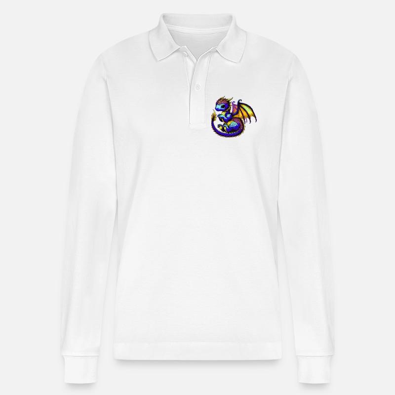 Drache - Stanley/Stella Unisex Bio-Langarm-Poloshirt Prepster - Weiß