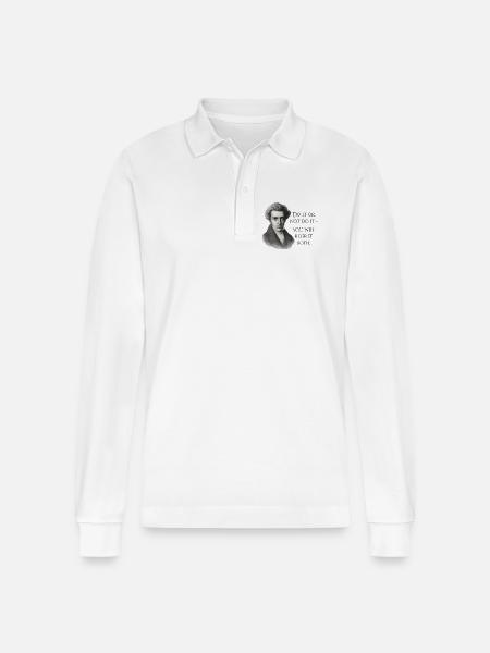Kierkegaard Citat: Gør det eller lad være, gør det - Stanley/Stella Prepster økologisk unisex langærmet poloshirt - hvid