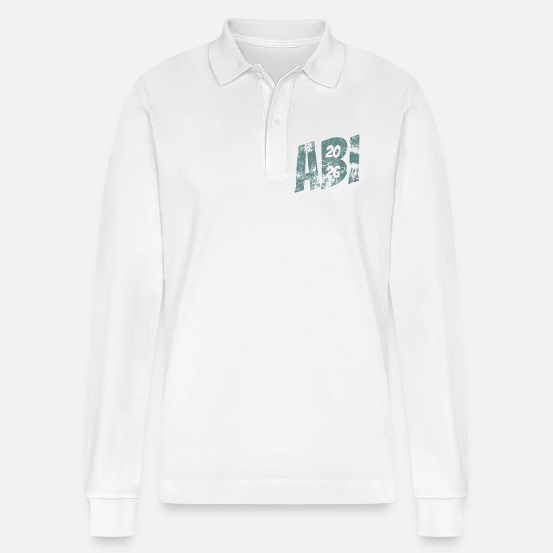 Abi 2026 - Abitur - Geschenk - Stanley/Stella Unisex Bio-Langarm-Poloshirt Prepster - Weiß