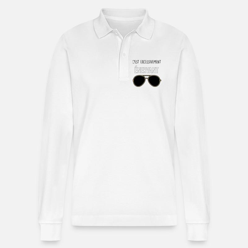 C'est Excessivement Énervant : Lunettes Aviateur - Polo à manches longues bio PREPSTER Stanley/Stella Unisexe - blanc