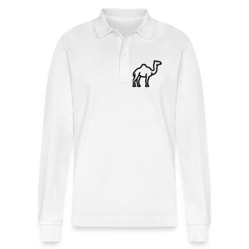 camel - Stanley/Stella Organic Unisex Long-Sleeved Polo Shirt Prepster - white - Front - Anna (173cm) & Nico (186cm)