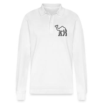 camel - Stanley/Stella Organic Unisex Long-Sleeved Polo Shirt Prepster - white - Front - Anna (173cm) & Nico (186cm)