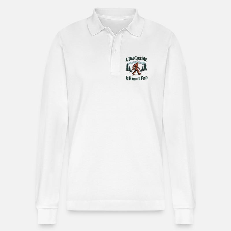 Papà come me – Difficile da trovare Yeti Bigfoot - Polo a manica lunga ecologica unisex Prepster di Stanley/Stella - bianco