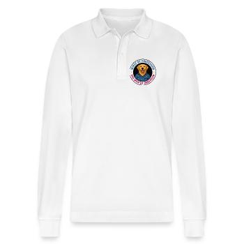 Nurse By Profession Dog Mom By Obsession - Stanley/Stella Organic Unisex Long-Sleeved Polo Shirt Prepster - white - Front - Anna (173cm) & Nico (186cm)