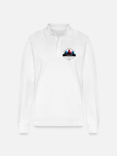 Kanada in die Wildnis mit Bären und Wald - Stanley/Stella Unisex Bio-Langarm-Poloshirt Prepster - Weiß