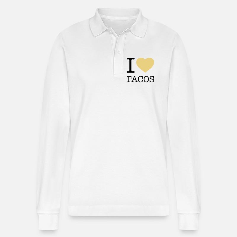 I LOVE TACOS - Stanley/Stella Unisex Bio-Langarm-Poloshirt Prepster - Weiß