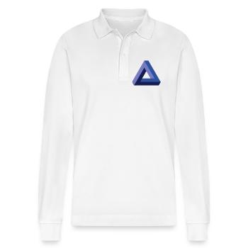 Optical illusion triangle - Stanley/Stella Organic Unisex Long-Sleeved Polo Shirt Prepster - white - Front - Anna (173cm) & Nico (186cm)
