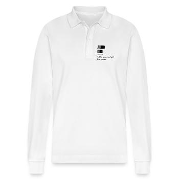 ADHS ADHS ADHS ADHS - Stanley/Stella Unisex Bio-Langarm-Poloshirt Prepster - Weiß - Vorne - Anna (173cm) & Nico (186cm)