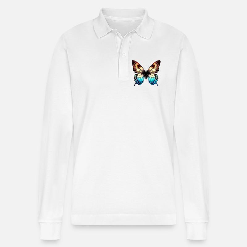 Papillon - Polo à manches longues bio PREPSTER Stanley/Stella Unisexe - blanc