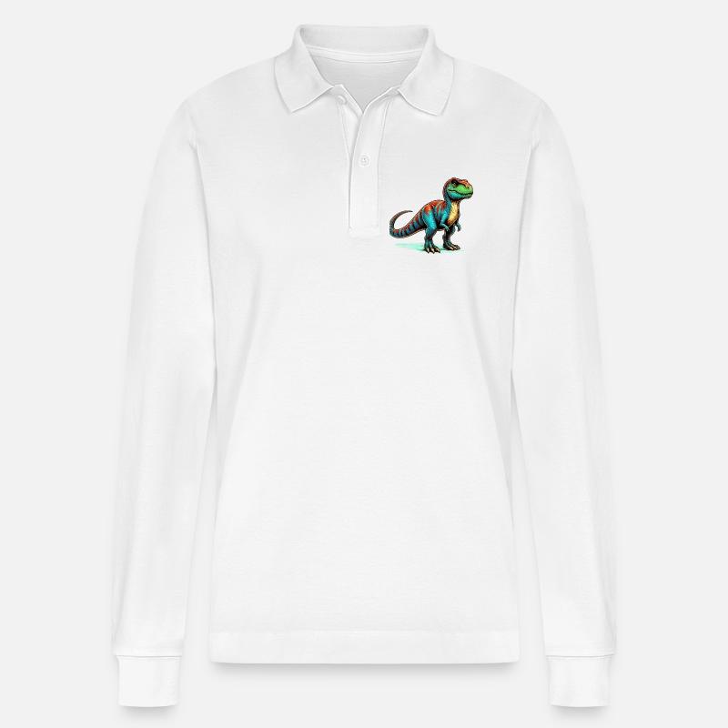 Dinosaurier - Stanley/Stella Unisex Bio-Langarm-Poloshirt Prepster - Weiß