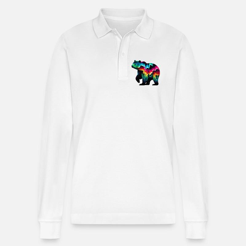 Bär - Stanley/Stella Unisex Bio-Langarm-Poloshirt Prepster - Weiß