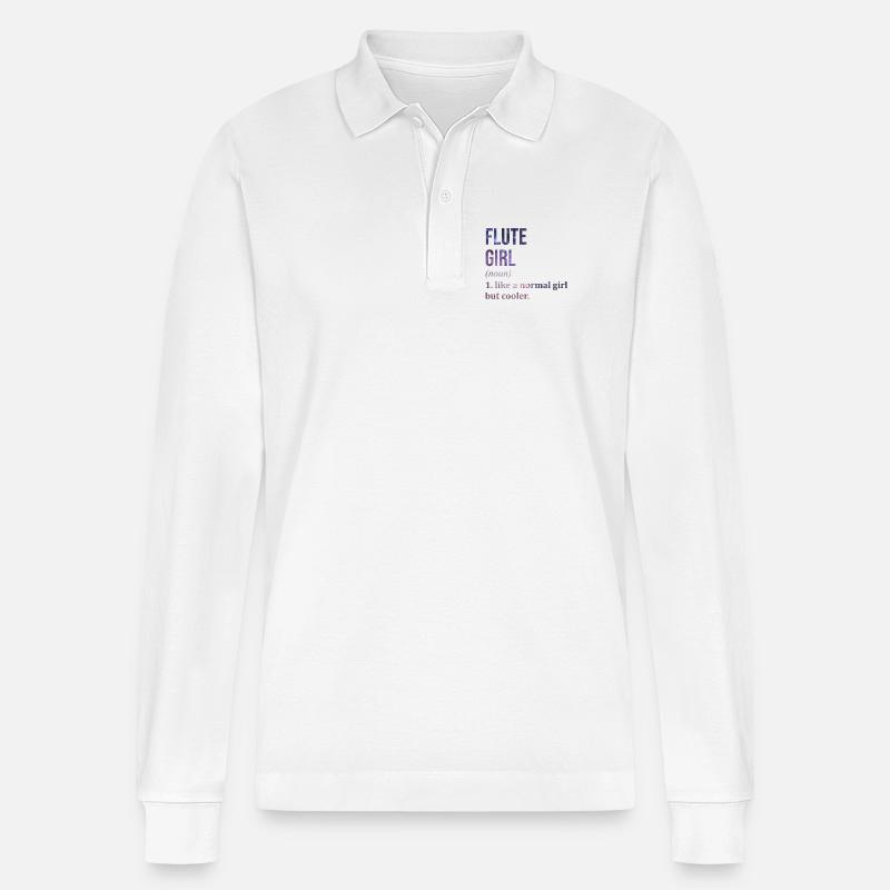 Flöte - Stanley/Stella Unisex Bio-Langarm-Poloshirt Prepster - Weiß