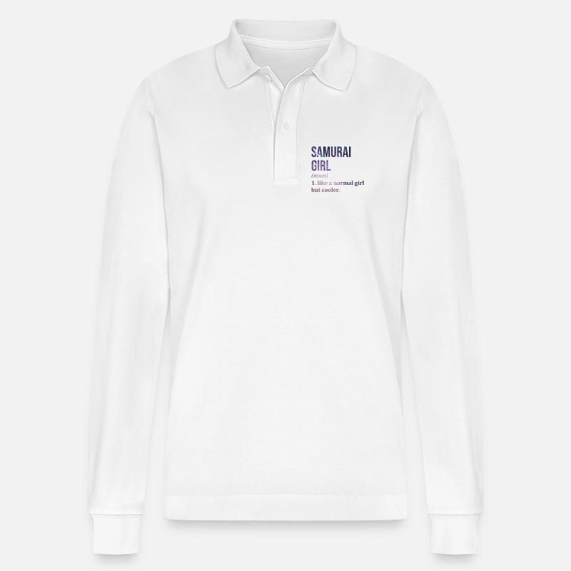 Samurai Samurai Samurai - Stanley/Stella Organic Unisex Long-Sleeved Polo Shirt Prepster - white