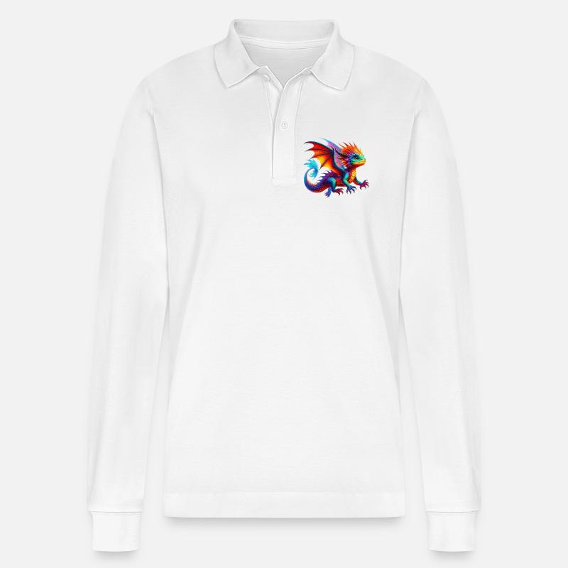 Drache - Stanley/Stella Unisex Bio-Langarm-Poloshirt Prepster - Weiß