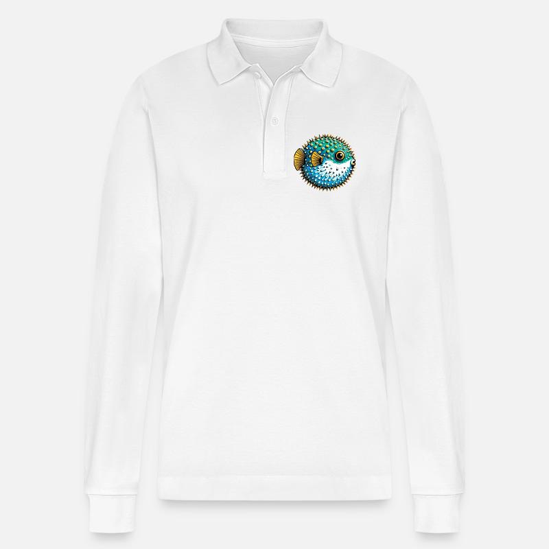 Kugelfisch - Stanley/Stella Unisex Bio-Langarm-Poloshirt Prepster - Weiß