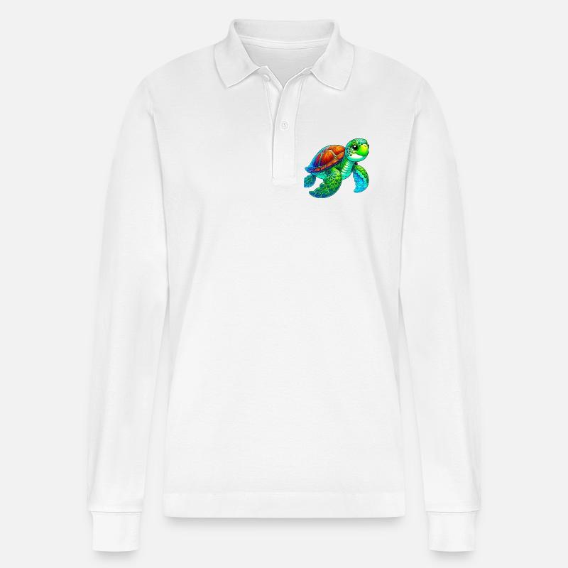 Schildkröte - Stanley/Stella Unisex Bio-Langarm-Poloshirt Prepster - Weiß