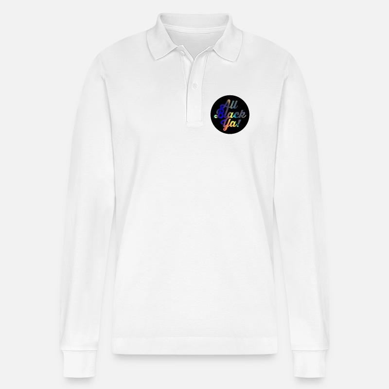All Black Ya Gradient Script - Stanley/Stella Organic Unisex Long-Sleeved Polo Shirt Prepster - white