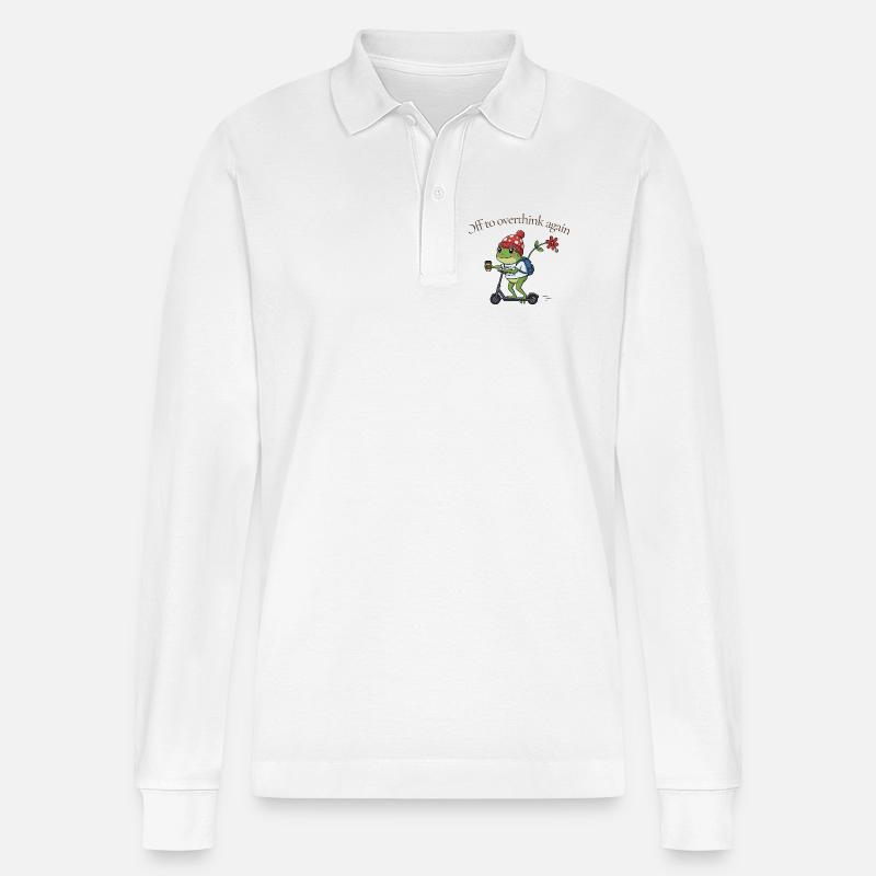 Toad-ally caffeinated Frosch - Stanley/Stella Unisex Bio-Langarm-Poloshirt Prepster - Weiß