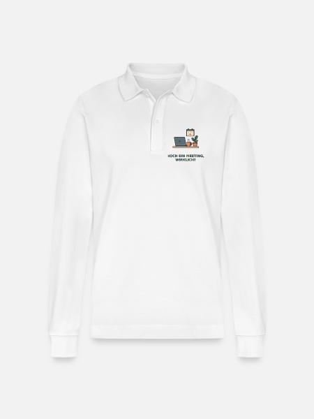 Meeting? Lustiges Büro-Design - Stanley/Stella Unisex Bio-Langarm-Poloshirt Prepster - Weiß