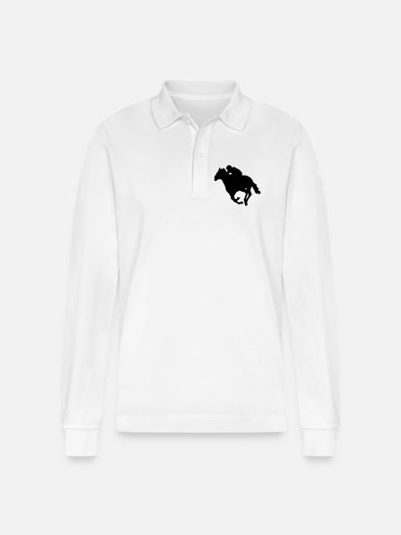 Pferderennen - Stanley/Stella Unisex Bio-Langarm-Poloshirt Prepster - Weiß