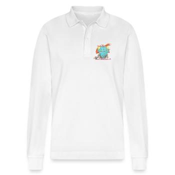 Monster Mamma - Stanley/Stella Unisex Bio-Langarm-Poloshirt Prepster - Weiß - Vorne - Anna (173cm) & Nico (186cm)