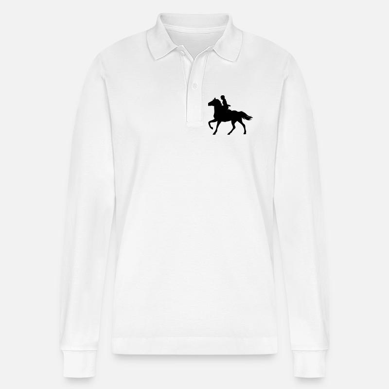 Mädchen mit Pferd - Stanley/Stella Unisex Bio-Langarm-Poloshirt Prepster - Weiß