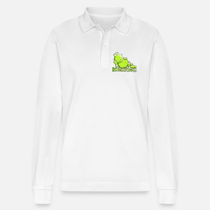Knackfrosch - Stanley/Stella Unisex Bio-Langarm-Poloshirt Prepster - Weiß