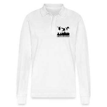 Parkour - Stanley/Stella Unisex Bio-Langarm-Poloshirt Prepster - Weiß - Vorne - Anna (173cm) & Nico (186cm)
