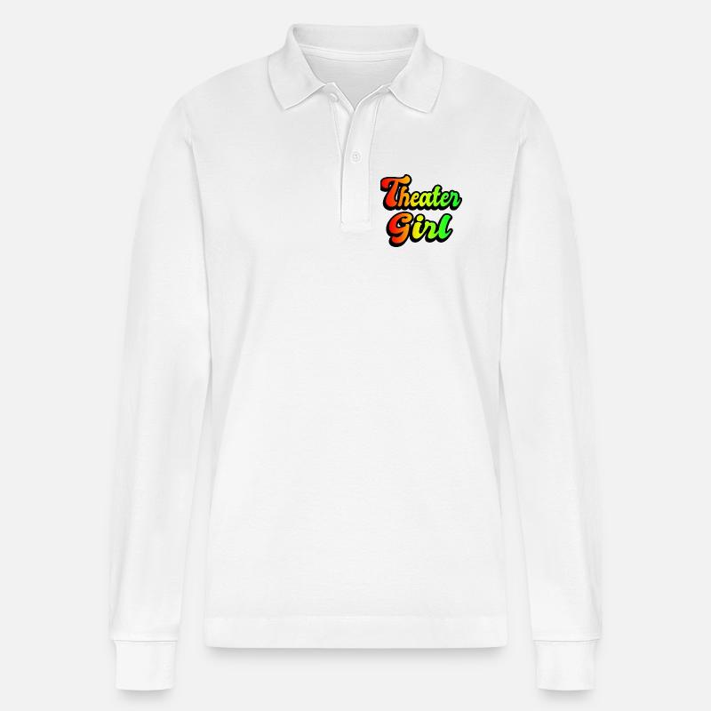 Theater Mädchen Regenbogen - Stanley/Stella Unisex Bio-Langarm-Poloshirt Prepster - Weiß