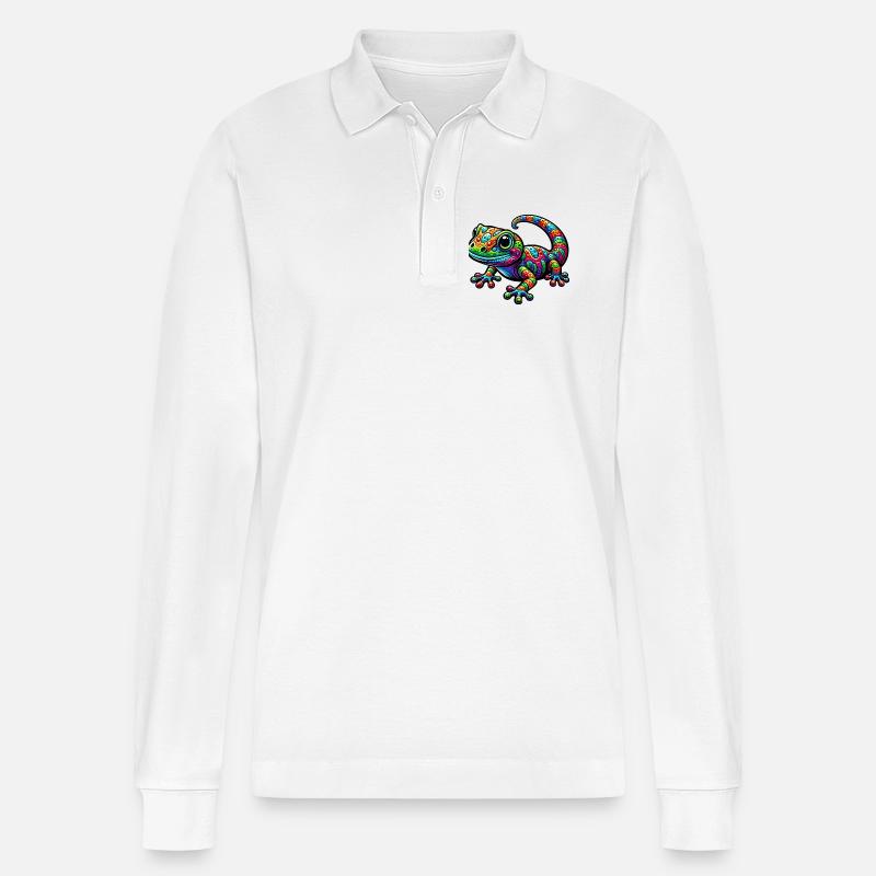 Gecko - Stanley/Stella Unisex Bio-Langarm-Poloshirt Prepster - Weiß