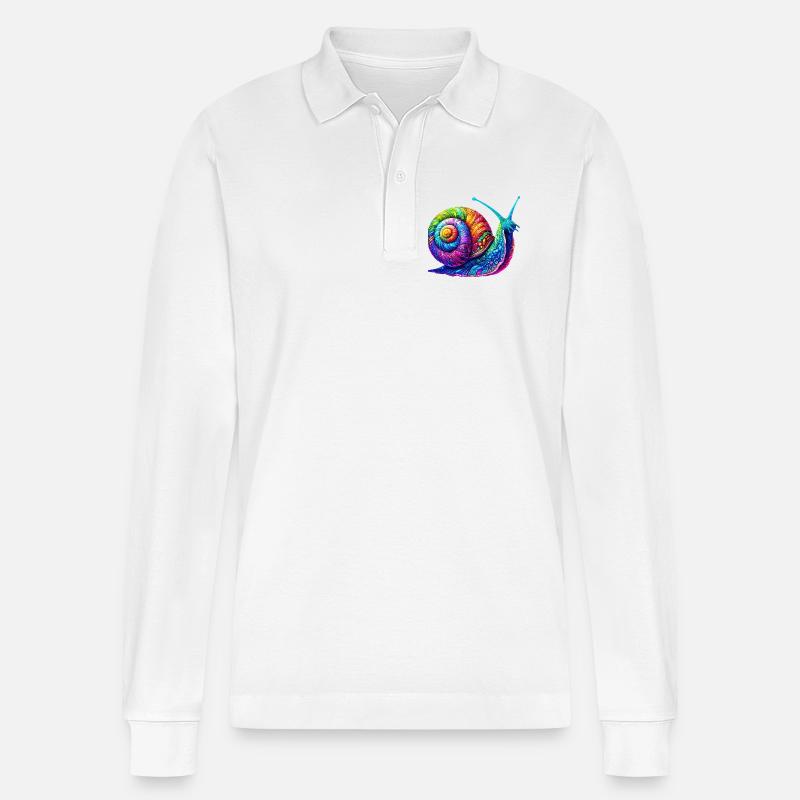 Schnecke - Stanley/Stella Unisex Bio-Langarm-Poloshirt Prepster - Weiß