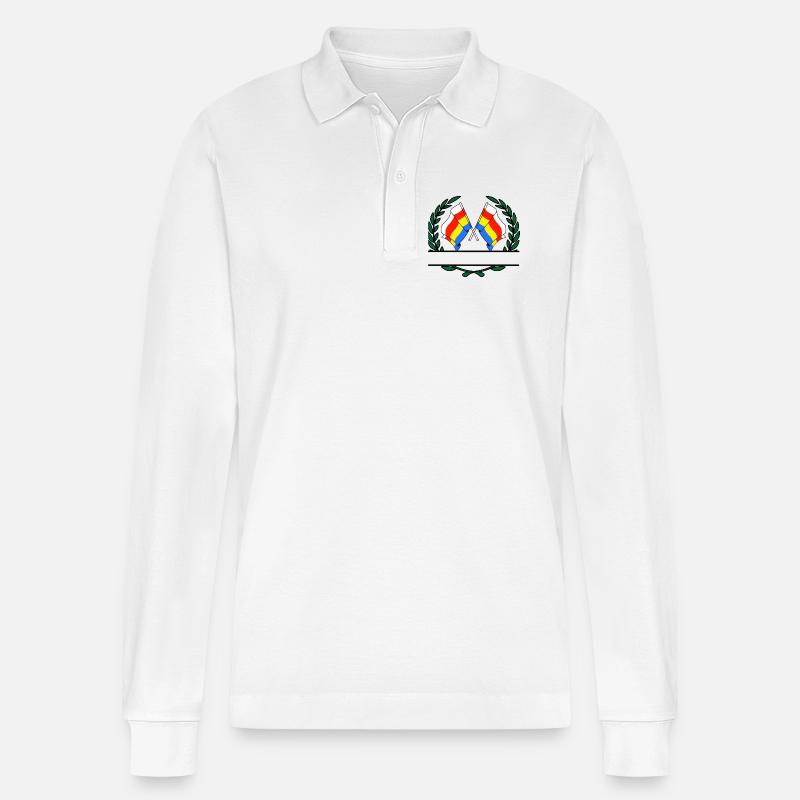 Drapeaux Podlaskie couronne de laurier bannière - Polo à manches longues bio PREPSTER Stanley/Stella Unisexe - blanc