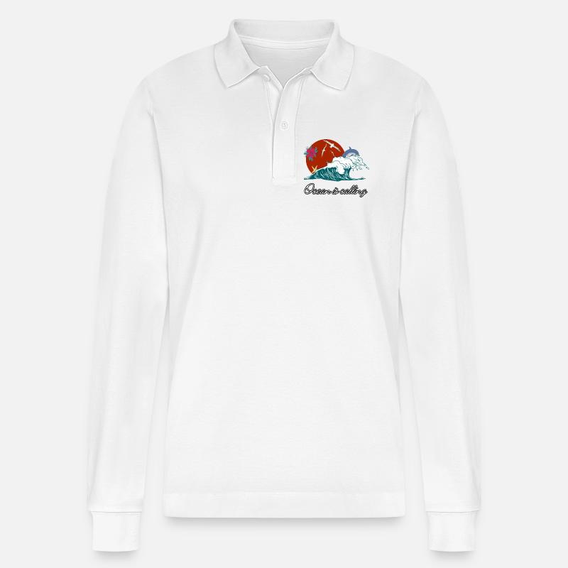 Das Meer ruft - Stanley/Stella Unisex Bio-Langarm-Poloshirt Prepster - Weiß