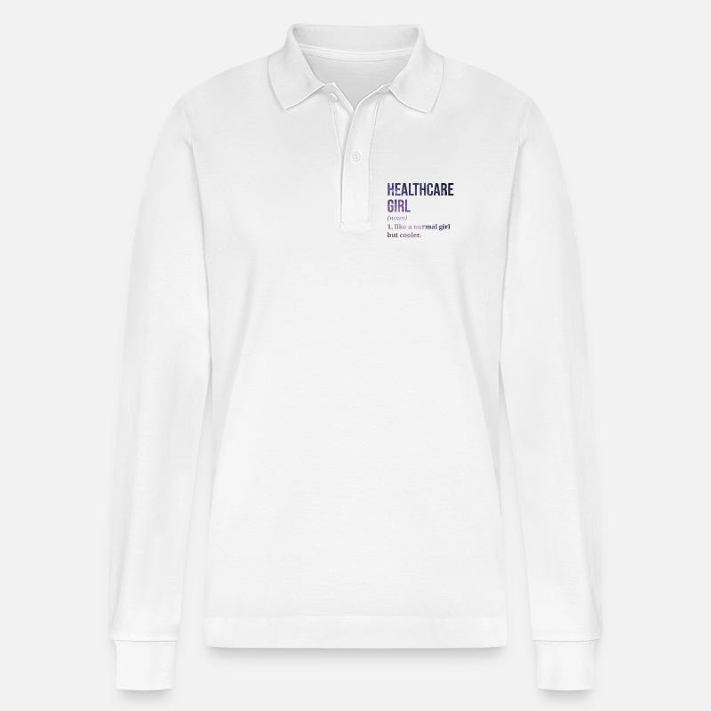 Gesundheitswesen - Stanley/Stella Unisex Bio-Langarm-Poloshirt Prepster - Weiß