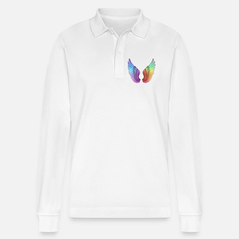 Regenbogen-Flügel mit Farbverlauf - Stanley/Stella Unisex Bio-Langarm-Poloshirt Prepster - Weiß