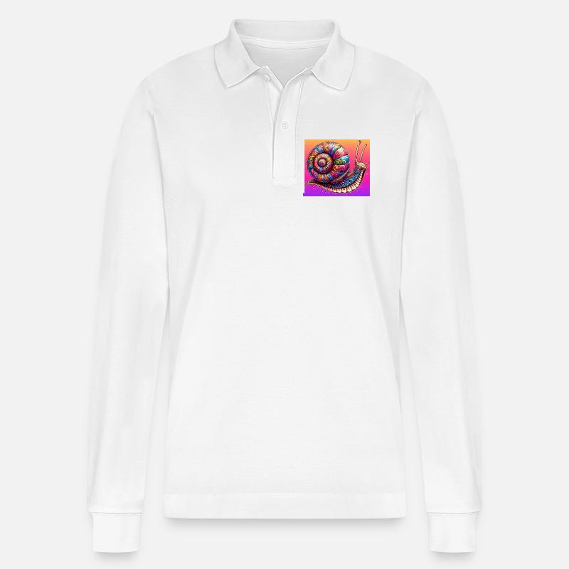 Schnecke - Stanley/Stella Unisex Bio-Langarm-Poloshirt Prepster - Weiß