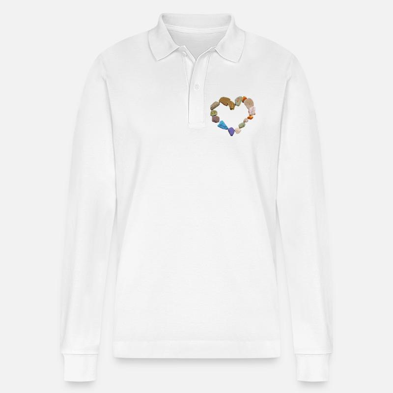 Herz aus bunten Steinen - Stanley/Stella Unisex Bio-Langarm-Poloshirt Prepster - Weiß