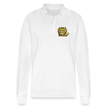 Lemon Lion Cubism version - Stanley/Stella Organic Unisex Long-Sleeved Polo Shirt Prepster - white - Front - Anna (173cm) & Nico (186cm)