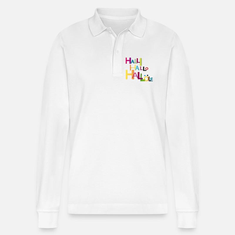 Hello Hello Hello - Stanley/Stella Organic Unisex Long-Sleeved Polo Shirt Prepster - white