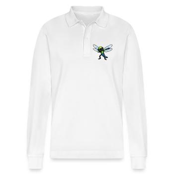Dabbing Libelle - Stanley/Stella Unisex Bio-Langarm-Poloshirt Prepster - Weiß - Vorne - Anna (173cm) & Nico (186cm)