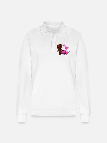 Herzfreunde Roboter Hund - Stanley/Stella Unisex Bio-Langarm-Poloshirt Prepster - Weiß
