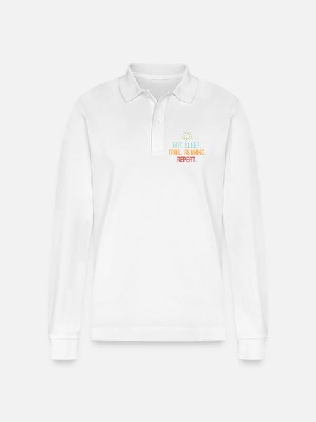 Eat. Sleep. Trail Running. Repeat. - Stanley/Stella Organic Unisex Long-Sleeved Polo Shirt Prepster - white