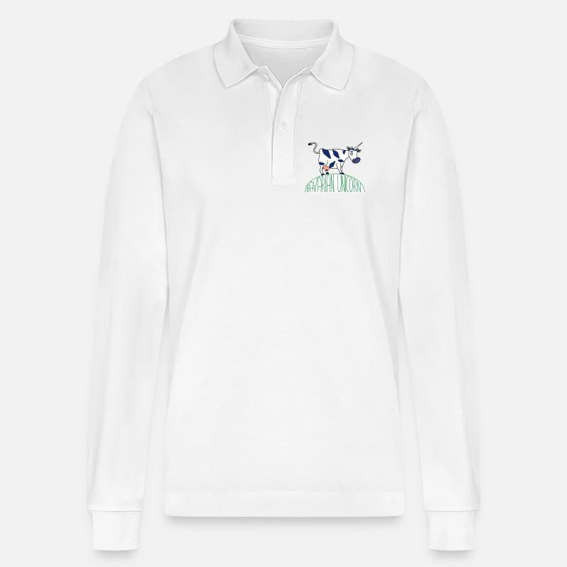 BAVARIAN UNICORN - Stanley/Stella Unisex Bio-Langarm-Poloshirt Prepster - Weiß
