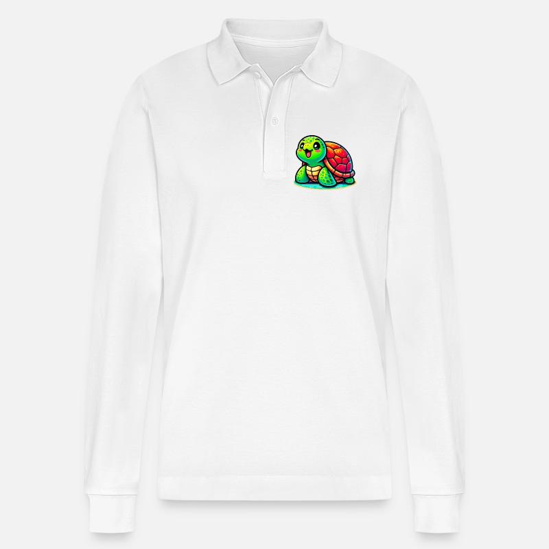 Schildkröte - Stanley/Stella Unisex Bio-Langarm-Poloshirt Prepster - Weiß