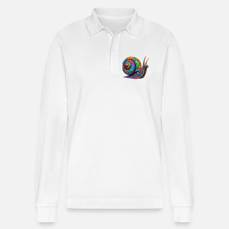 Schnecke - Stanley/Stella Unisex Bio-Langarm-Poloshirt Prepster - Weiß