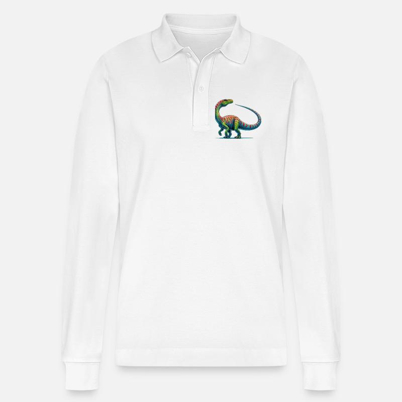 Dinosaurier - Stanley/Stella Unisex Bio-Langarm-Poloshirt Prepster - Weiß