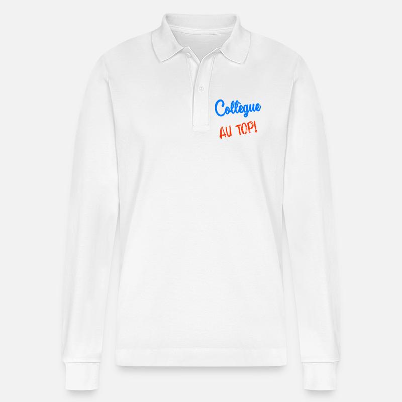 KOLLEGE. RUHESTAND. RUHESTAND. PENSIONIERT - Stanley/Stella Unisex Bio-Langarm-Poloshirt Prepster - Weiß