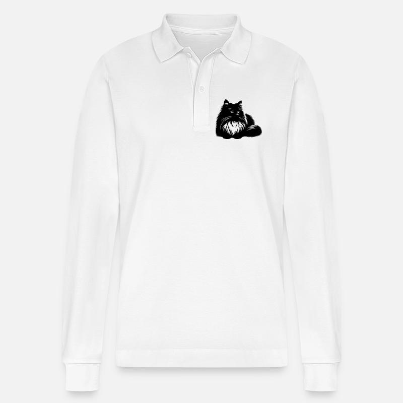 Ragdoll Katze - Stanley/Stella Unisex Bio-Langarm-Poloshirt Prepster - Weiß